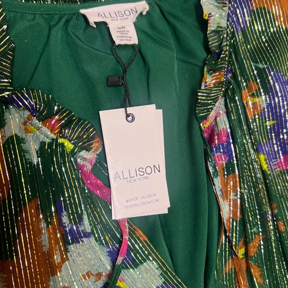 New! Fabulous Holiday Hostess Dress - Green, gold and florals - Picture 2 of 4